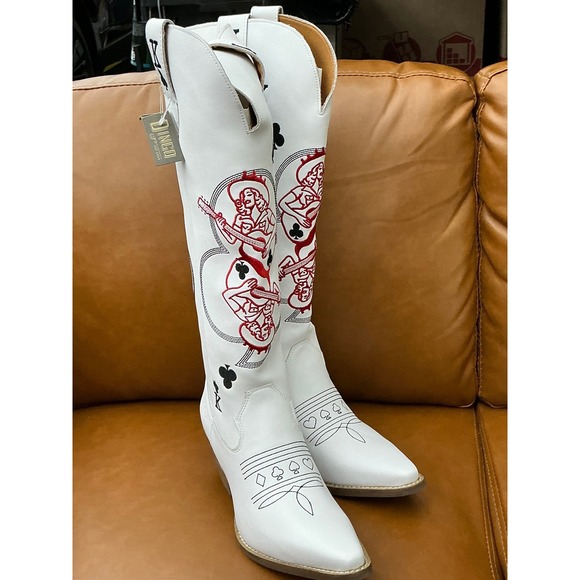 dingo Shoes - Dingo King of Clubs Western Boots Womens 9.5 White New Embroidered DI2231
